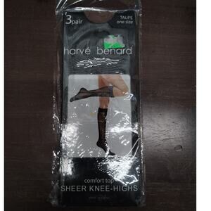 NEW Harve Benard Women's One Size Taupe Comfort Top Sheer Knee-Highs - 3 Pairs